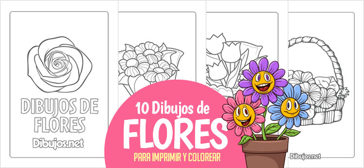  Dibujos de Flores para imprimir y colorear