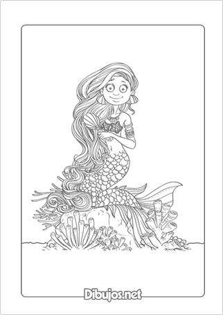 Imprimir Dibujo de Sirena para colorear
