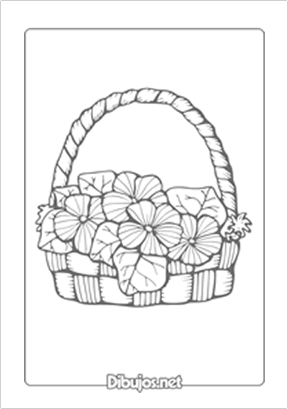 Imprimir dibujo de cesta de flores para colorear
