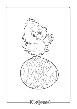 Imprimir Dibujo de Pollito y Huevo de Pascua para colorear