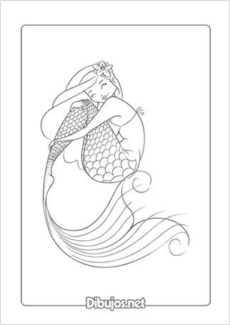 Imprimir Dibujo de Sirena Feliz para colorear