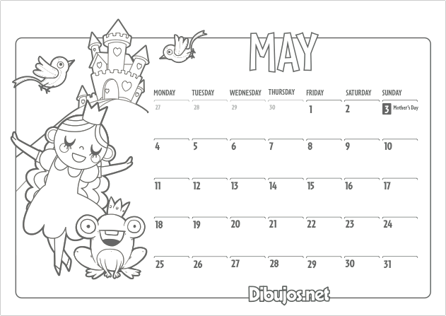 2015 Calendar May Coloring page