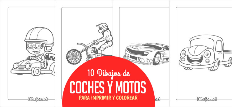 10 Dibujos de Coches y motos para Imprimir y Colorear