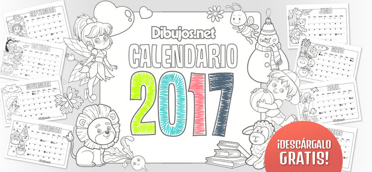 Calendario Infantil 2017 para imprimir y Colorear
