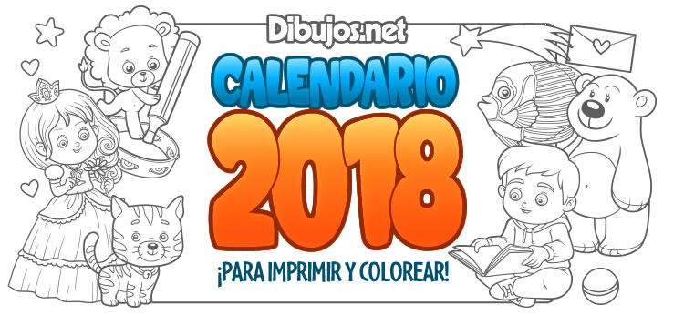 Calendario Infantil 2018 para Imprimir y Colorear