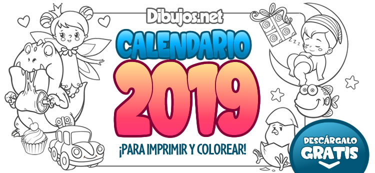 Calendario Infantil 2019 para Imprimir y Colorear
