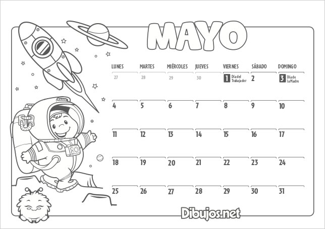 Calendario Infantil 2020 para Imprimir y Colorear - Dibujos.net