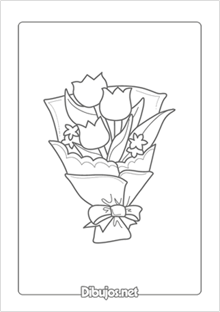Imprimir dibujo de ramo de tulipanes para colorear