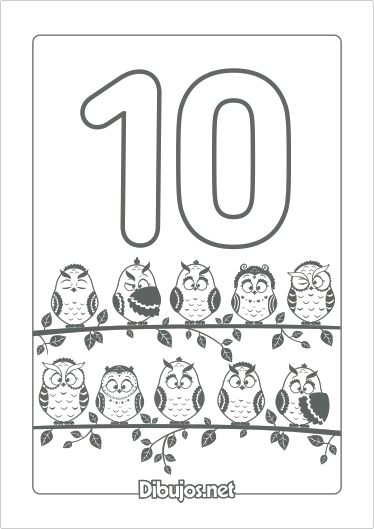 Imprimir dibujo del número 10 para colorear