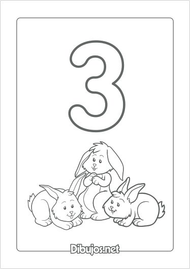 Imprimir dibujo del número 3 para colorear