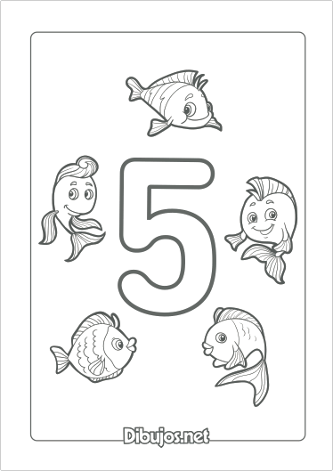 Imprimir dibujo del número 5 para colorear