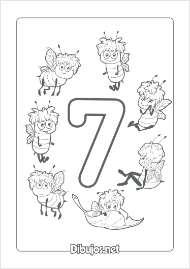 Imprimir dibujo del número 7 para colorear