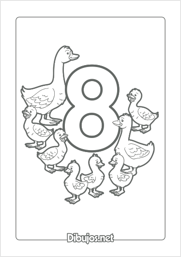Imprimir dibujo del número 8 para colorear