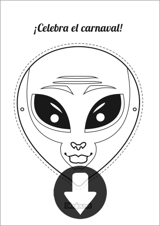 Imprimir máscara de Carnaval Alien para colorear