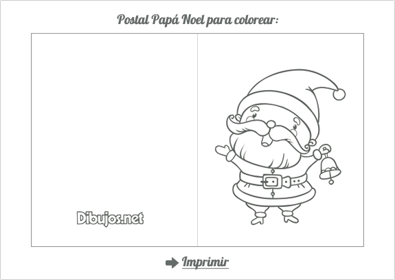 Postal de Navidad para colorear Santa Claus