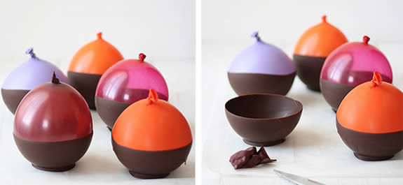 Boles de chocolate hechos con globos