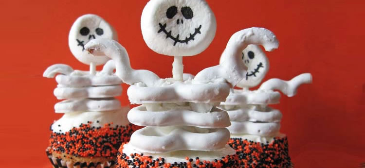 Cupcakes esqueleto de Halloween