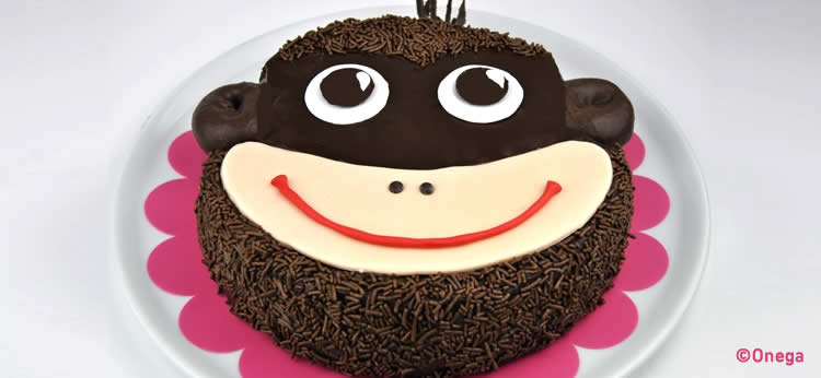 Tarta de chocolate con carita de mono fondant
